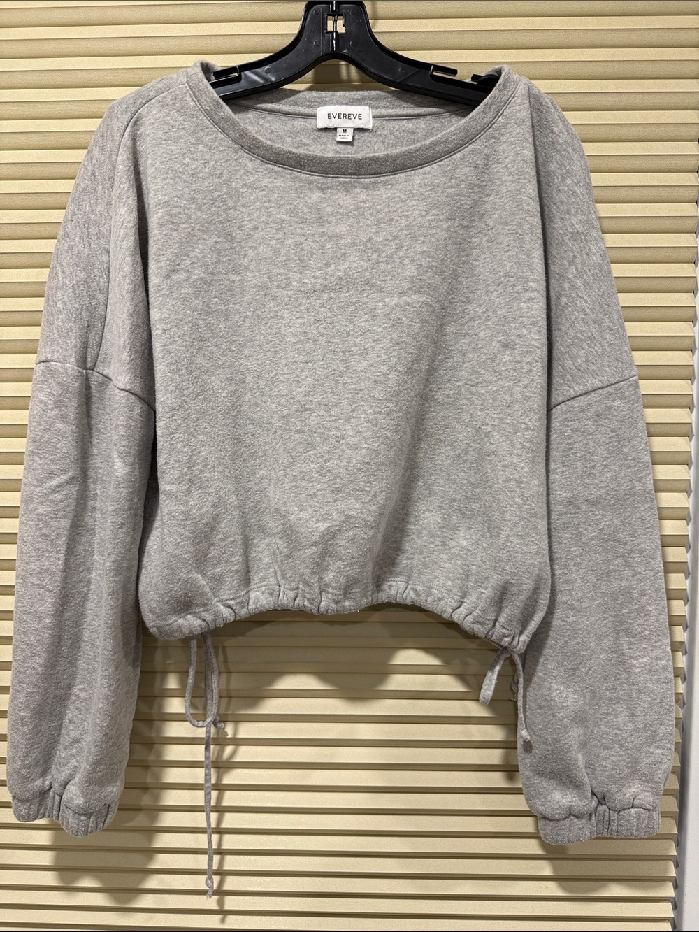Evereve Light Gray Drawstring Crop Sweatshirt